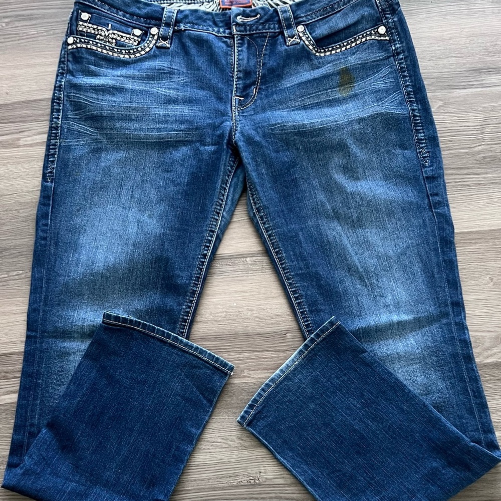 Rock Revival Women's Blue Skinny Jeans with Stud Accents
